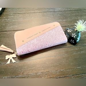 Forever Young Pink Glitter wallet/wristlet
